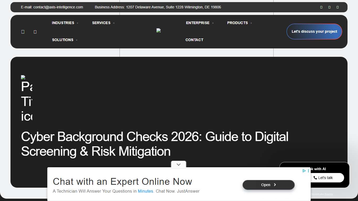 Cyber Background Checks 2026: Guide to Digital Screening & Risk Mitigation - Axis Intelligence